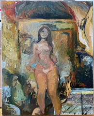 Boudoir Figure Fauvist Interior Oil Painting 30″x24″ Original Signed Canvas Ar