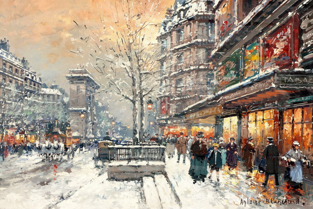 Lively Paris Street Oil painting Wall Decor Art Giclee Printed on canvas P631