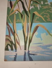 RARE VINTAGE 1950’S ART DECO PAINT BY NUMBER „Lone FLAMINGO “ UnFRAMED PAINTING