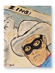 Original Lone Ranger Comic Book Western Pop Art Painting 11×14 Acrylic Canvas