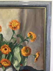 Julius Delbos „Marigolds“ SIGNED 31″x28.5″ Oil on Canvas