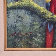 Mariel Chapot Oil Painting Scarlet Macaw On Branch Parrot Bird Framed Signed