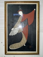 Kaoru Kawano JAPANESE WOODBLOCK PRINT Dancing Figure (Mai Ogi)