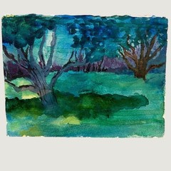 Original Watercolor Painting Peaceful Nature Scene One Of A Kind Ready To Frame
