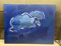 Original Acrylic Painting 11″ x 14″ – Abstract Cloudscape Blues Signed Art 2024