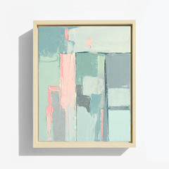 Textured Abstract Oil Painting, Vertical Framed Minimalist Pastel Wall Art,
