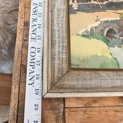 Vintage Frank Neville Framed Watercolor Lithograph Tranquil Rural Landscape