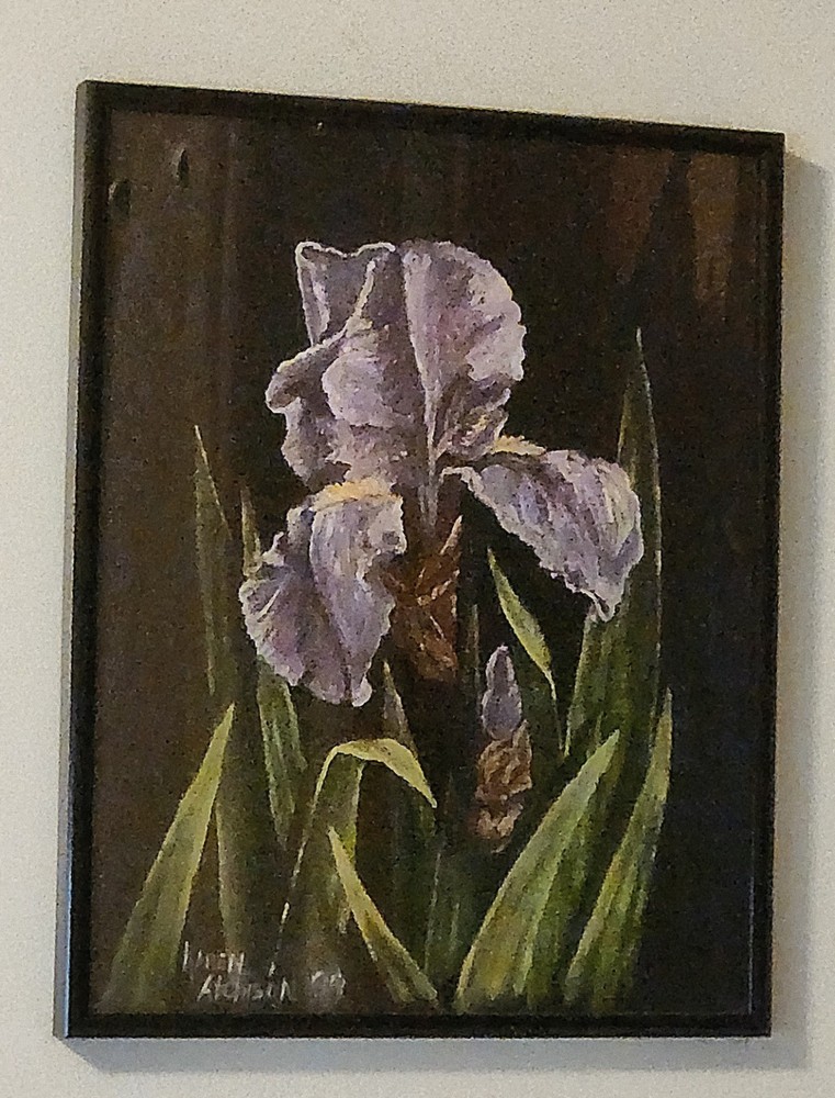 Acrylic Painting Purple Iris On Board