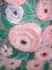 VTG ‘96 Still Life Flowers Ranunculus Roses Blue Vase Canvas Modern 18”x 25.75”