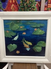 Original painting by Christine Mosher Koi Fish and Lilly pads