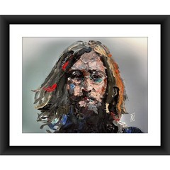 ORIGINAL John Lennon Textured Palette Knife Music Art Painting Portrait 12×16″