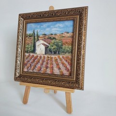 Original Oil Painting Tuscany Vineyard Italian Villa Landscape Framed Farmhouse