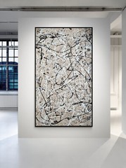 Neutral Abstract Painting Beige Black White Canvas Modern Wall Art XXL
