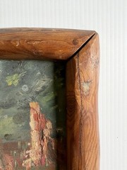 Vtg Original Oil Painting Tropical Indigenous Scene In Rustic Wood Frame, Signed