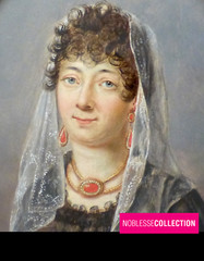 LARGE 5.67 in. ANTIQUE EARLY 1800s FRENCH MINIATURE HAND PAINTED WOMAN PORTRAIT