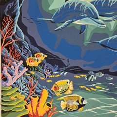 Dolphins ride Finished Acrylic Painting Paint By Number Nautical Ocean 20×16