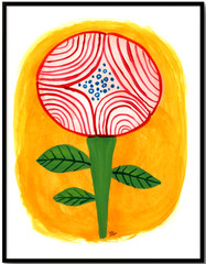 Abstract Flower Painting, Whimsical Floral Art 8×10