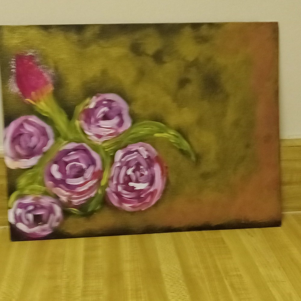 Contemporary Canvas Painting Roses & Flowers Floral Nature Unframed Single
