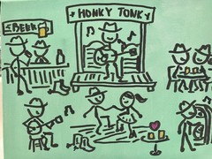 8×10 Acrylic Painting Specialist Honky-Tonk Fun Is Enjoyed By Texans On Weekends