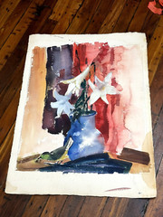 C.1960 Watercolor, Double Sided 30″ x 22.5″ Veritable Papier D’Arches Torchon