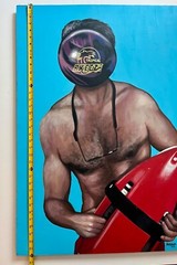 2013 „HASELHOFF BOWLING“ Acrylic on Wooden Board Painting by David Grizzle 36X24
