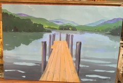 THE LAKE, SIGNED „BARB ’23, ORIGINAL ON CANVAS, 46-1/2 in X 30-1/2 in