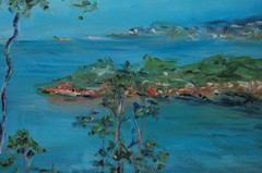 FRAMED SIGNED ORIGINAL OIL VIEW OF CIENFUEGOS BAY, CUBA ARTIST: HECTO VIDAL