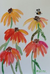 MONA VIVAR 15 x 10.2 Abstract Floral Art on Paper – Colorful Modern Design