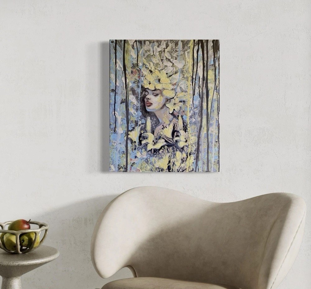 Abstract Woman Portrait Acrylic on Canvas 50x60cm Modern Contemporary Art