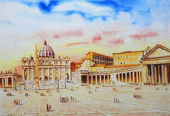 ITALIAN MINIATURE WATERCOLOUR PAINTING ROME SIGNED AND DATED 2010 P138