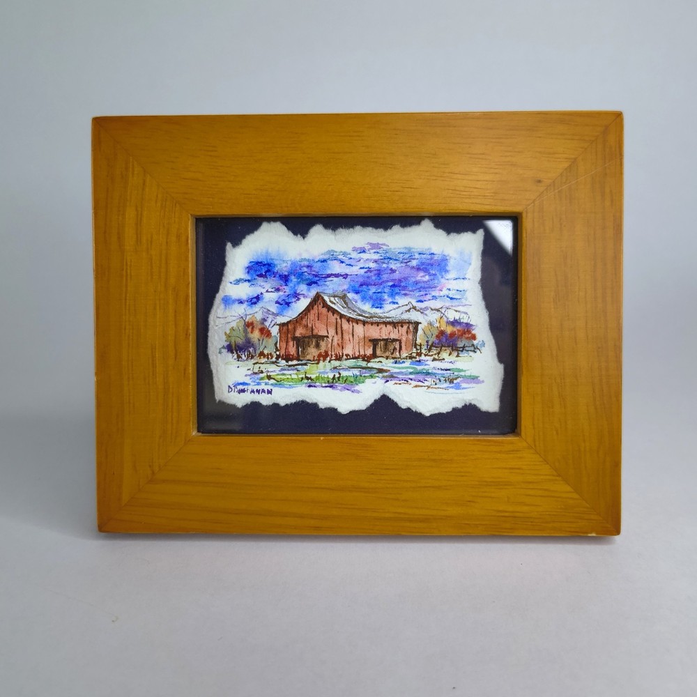 Original Watercolor of a Farm Scene on Paper
