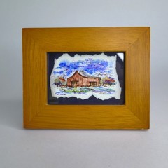 Original Watercolor of a Farm Scene on Paper