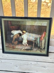 PAINTING BY AMERICAN ARTIST CHRISTINE S. BREDIN FRAMED GLASS ON FRONT GOOD COND.