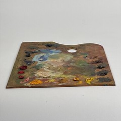 Vintage Artist’s Large Rectangular Painting Palette With Remnant Oil Paint
