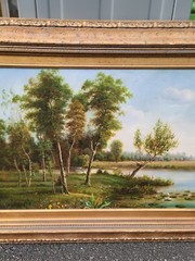 Stunning Oil on Canvas Marsh/Pond Scene Signed A.Jasper Landscape Painting Rare