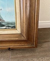 Framed Nautical Ship Painting with Wooden Frame 17/19 Inches