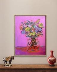 Expressionism 11×14 Pink Floral Canvas unframed OOAK signed art Brand New