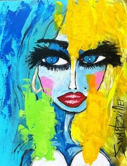 Modern Original POP ART colorful LADY #3 of 6 PORTRAIT PAINTING SWARTZMILLER DNA