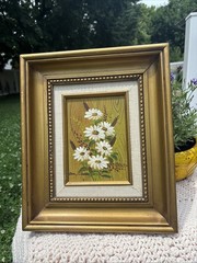 VTG Oil Painting Daisies Daisy Floral Signed Nancy Lee Still Life Framed 13×11