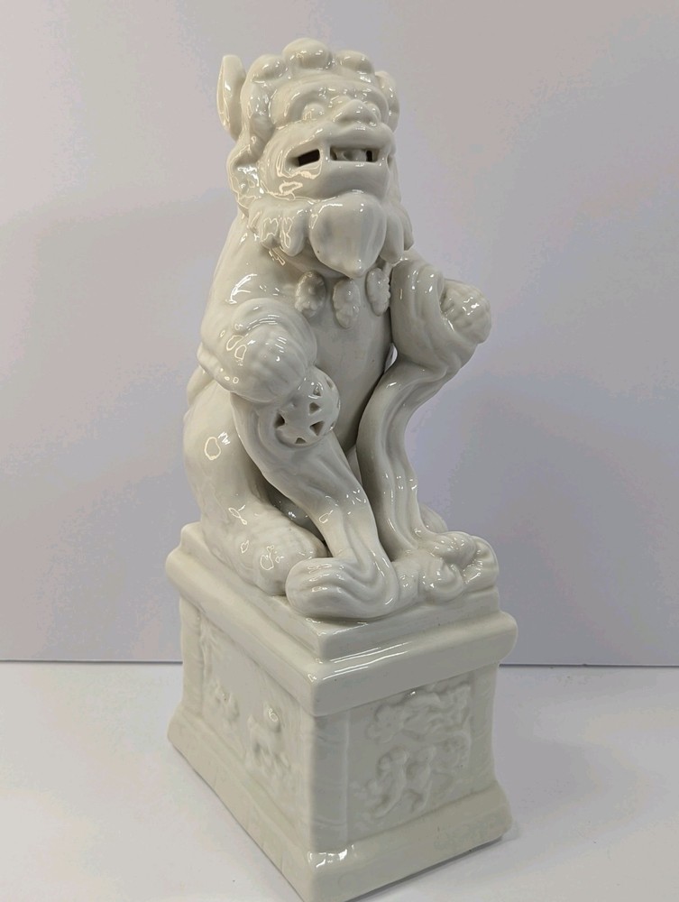 White Glossy Ceramic Table Top Art Statue Gargoyle Gothic Vintage Home Decor