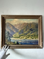 CORA TATUM ANTIQUE MOUNTAIN PLEIN AIR LANDSCAPE OIL PAINTING OLD VINTAGE 1945