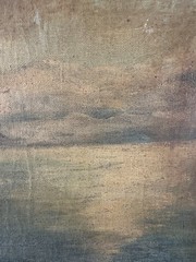 Oil On Canvas Signed Rocky Coast At Sunset Orientalism 46×61 Cm