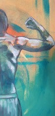 Male torso, bodybuilding on canvas, painted male torso, art