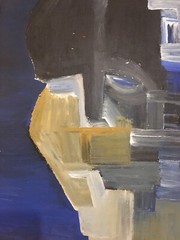 Geometric Painting On Cardboard Paper Gouache Portrait 1980 Double Sided