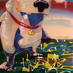 Acrylic Dog Painting On Metal Bull Terrier By Burnt Hands Metal 2011 12×14