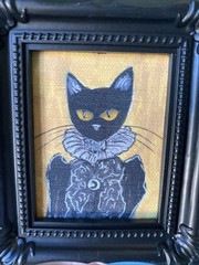 PRINT Gothic Cat Halloween Cute,funny, Painting,framed,miniature,small,mini