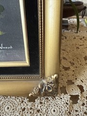Vintage Robert Cox Style Yellow Floral Still Life In Gold Ornate Velvet 14” X 12