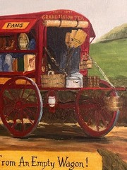 Grand Union Tea Man Huckster Antique Horse Wagon Store Rural Style Oil Painting