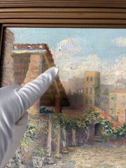 FINE ANTIQUE FIGURATIVE LANDSCAPE IMPRESSIONIST OIL PAINTING OLD VINTAGE 1930s