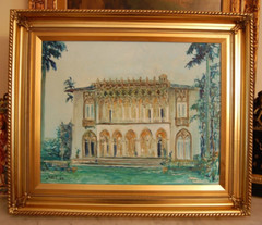 FRAMED ORIGINAL OIL OLD HAVANA GOLDEN AGE MANSION, CUBA ARTIST: HECTO VIDAL